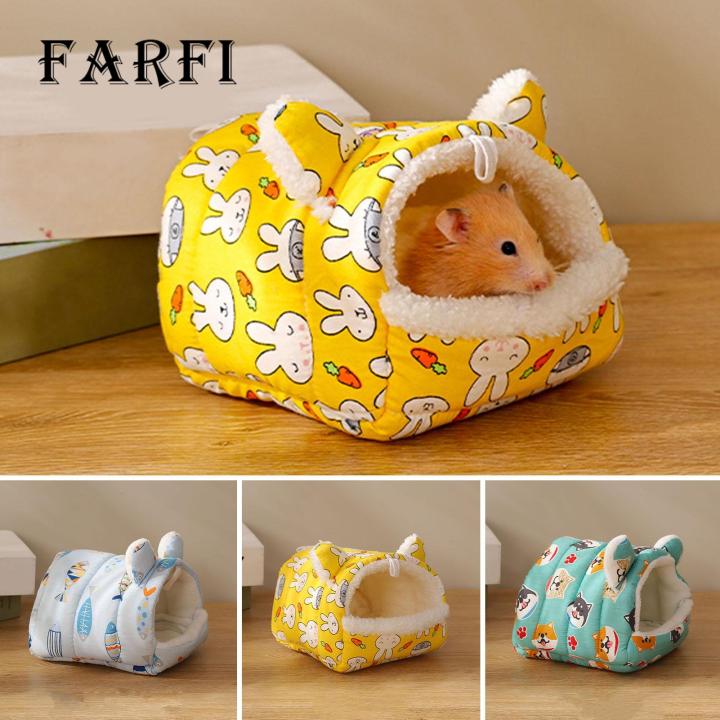 Cute Rabbit Carrot Print Pet Bed Cozy Hamster House Cute Cartoon Rabbit