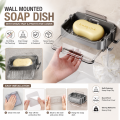 Wall Mounted Soap Dish for Shower, No Punching Soap Box with Drain Tray.