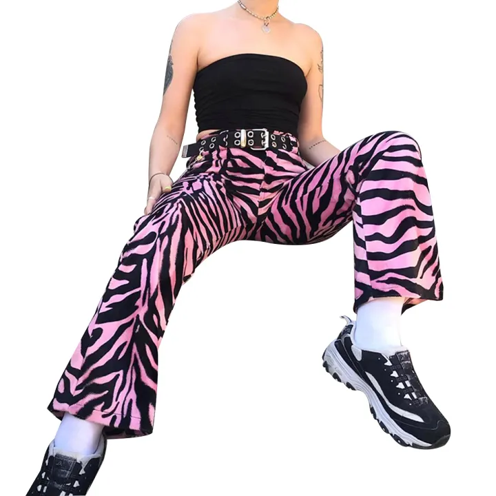 Women%20Straight%20Pants,%20Zebra%20Animal%20Pattern%20Loose%20Show%20Leg%20Length%20Color%20Block%20Casual%20Spring%20Clothing%20-%20Image%203