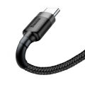 Baseus Cafule Cable CATKLF-BG1 Durable Nylon Braided Wire USB Type-C QC3.0 3A 1M Black-Grey.