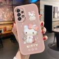 Hontinga for Samsung Galaxy A33 5G Back Cover PU Leather Cute Kitty Phone Case Soft Silicone Edge Mobile Cover. 