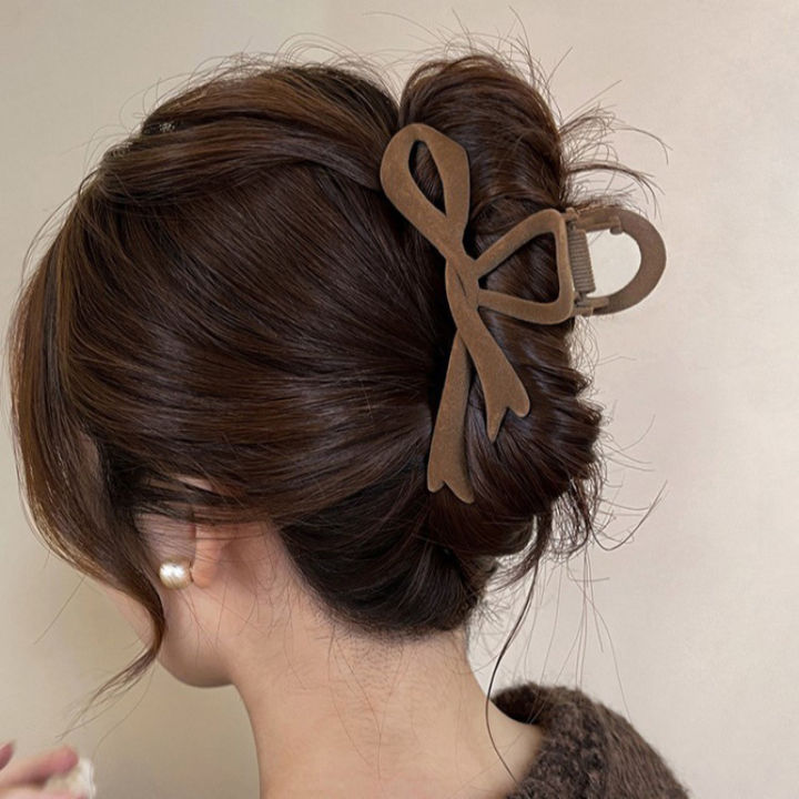 Red Velvet Bow Hair Clips Autumn Winter Women Hair Claw Clip Hair Accessories NOVO