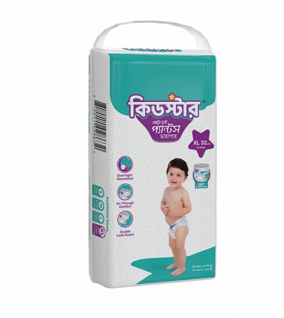 Kidstar%20Ultra%20Soft%20Baby%20Pant%20Diaper%20Extra%20Large%20(XL)%2032pcs%20Pack%20(12-18%20Kg)%20for%20Kids%20Dryness,%20Safety%20and%20Comfortable%20Pampers%20-%20Image%202