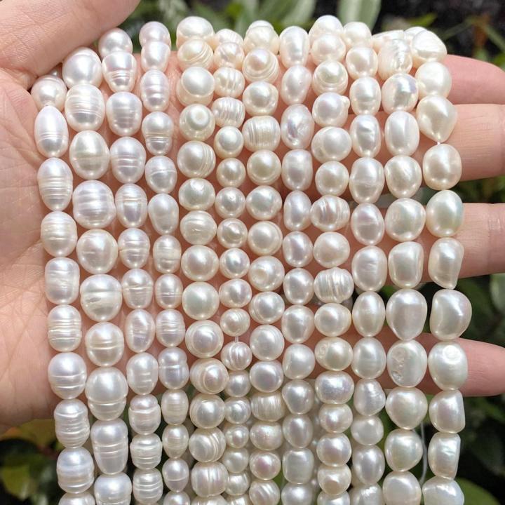 Natural Freshwater Pearl Beads High Quality Irregular flat Rice Shape Punch  Loose Beads for Jewelry Making DIY Necklace Bracelet