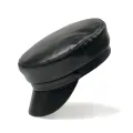 【happy one】Pu Leather Military Women Hat Gorras Caps Female Casquette Berets British Style. 