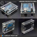 ARDUINO CASE PROTECTIVE ENCLOSURE SHELL 3D TRANSPARENT / CLEAR ACRYLIC BOX. SUITABLE FOR ARDUINO UNO R3 DIP/SMD/WIFI, UNO R4 WIFI/MINIMA, WEMOS D1..
