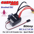 Surpass Hobby BDC80 80A Brushed ESC 540 550 Motor Electronic Speed Controller 1:10 Model Car Crawler TRX4 1080 7.4v High Volts.