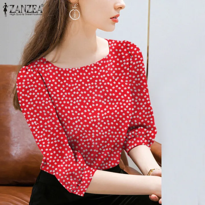 ZANZEA%20Women%20Business%20Casual%20Floral%20Printed%20Tops%20Office%20OL%20Workwear%20Square%20Neck%20T-Shirt%20#11%20-%20Image%204