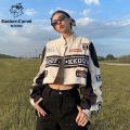 EASTERN CAMELSpring and Autumn American Detachable Two-Wear Motorcycle Baseball Uniform Jacket Men's and Women's Letter Jacket.