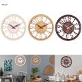 Large Retro Wall Clock Silent Non-Ticking Battery Operated Vintage Hollow Arabic Numerals.