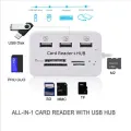 1 Piece 3 Port USB HUB 2.0 Splitter Combo Card Reader Portable Multi Function Support TF SD M2 SDHC Card Read Write. 