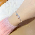 Live source of goods, small fresh 925 silver plated bow open bracelet, bracelet, jewelry, ladies couple, cross-border.