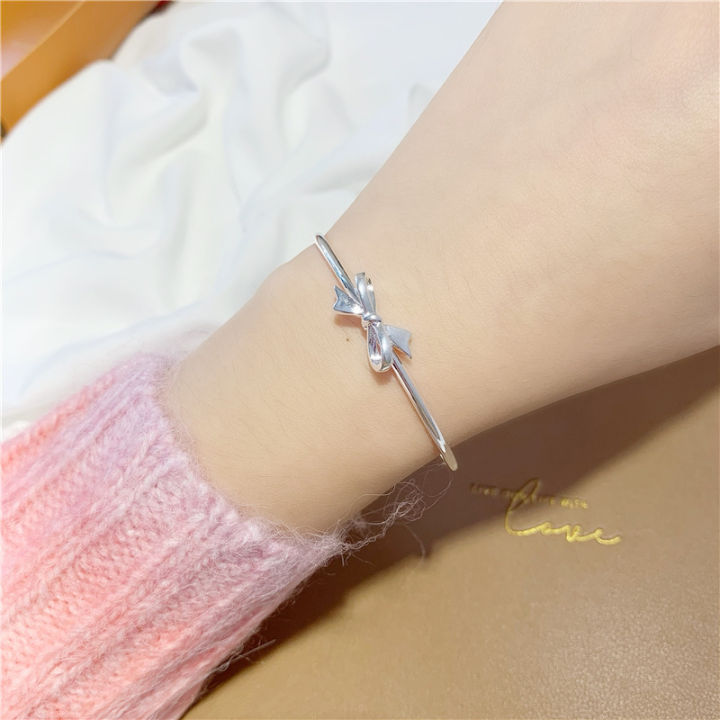 Live%20source%20of%20goods,%20small%20fresh%20925%20silver%20plated%20bow%20open%20bracelet,%20bracelet,%20jewelry,%20ladies%20couple,%20cross-border%20-%20Image%204