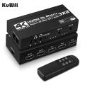 KuWFi 4K/60Hz HDMI Switch Remote 3x2 Switcher Dual Audio Extractor 2.0b Matrix Splitter for PS4/5 Xbox TV DVD HD player-black. 