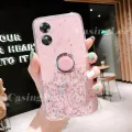 For Realme C33 Case Shiny Ring Glitter Soft Transparent Holder Stand Back Cover with String Casing for Realme C33 Phone Cases Cover Stars Moon Girls. 