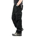 Black Twill Cargo Pant For Men. 
