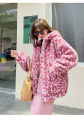 2Female Leopard Print Faux Fur Coat Loose Fashion Thickened Plush Hooded Jacket Women's Winter Coats Factory Direct Sales. 