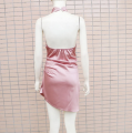 Women Satin Halter Neck Backless Sleeveless Irregular Mini Midi Dress 20262 All Season Se-xy Party Clubwear Dresses.