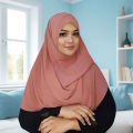 Plain Instant Ready Hijab for College and School Students, Cherry and Diamond Fabric, Easy to Use, 35x30 Inches. 