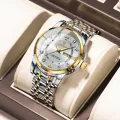 POEDAGAR 936 Fashion Casual Men Watch Luminous Quartz Watches Stainless Steel Strap Calendar Watch for Men. 