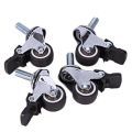 4Pcs Mini Small Casters 1 Inch M8X15Mm Tpe Silent Wheels With Brake Universal Casters Wheel For Furniture Bookcase Drawer. 