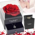 Eternal Rose Flower For Women Christmas Valentine's Day Gifts Packaging Case Romantic Jewellery Jewelry Gift Box 1Set Transparent Acrylic Ring Earrings Necklace Storage Boxes.