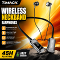 TIMACK® Wireless Earphones Bluetooth 5.3 Neckband Headphones Gaming Stereo Sport Headset Waterproof Earbuds With TF Card LED Display. 