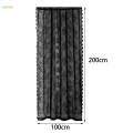 Black Lace Floral Net Curtains Window Curtains for Yard Bedroom Decoration 100cmx200cm. 