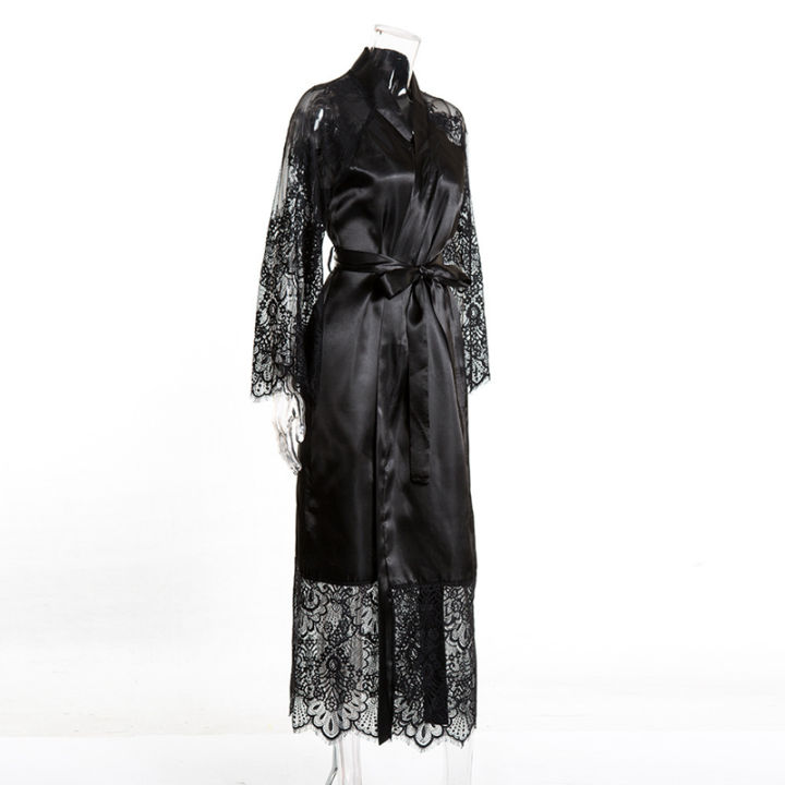 Wedding%20Dressing%20Gown%20Women%20Long%20Satin%20Bride%20Robes%20Lace%20Silk%20Kimono%20Bathrobe%20Bridesmaid%20Nightwear%20See%20Through%20Sleepwear%20-%20Image%206