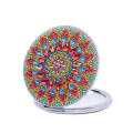 Leather Art Mirror Personalized 1pc/Set Portable Mandala Pocket Mirror Craft Kit Folding Design DIY Mirror Kit for Travel.