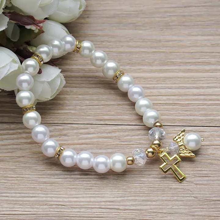 Religious%20Pearl%20Bracelet%20Angel%20Wing%20Cross%20Beaded%20Bracelet%20Baby%20Shower%20Girl%20Boy%20Baptism%20Gift%20-%20Image%204