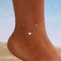 Simple Heart Anklets Female Barefoot Sandals Foot Jewelry Leg Anklet On Foot Ankle Bracelets For Women Bohemian Beach Leg Chain.