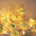 Golden Metal Ball Fairy Light, Metal Ball String Light - Fairy lights 20pcs string lights Party Wedding Decoration. 