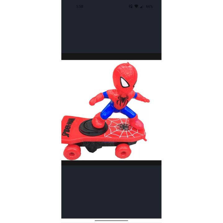 Spider sense Spiderman Scooter Electric Car Rotating Rock Music Light Car Toys Small Gifts