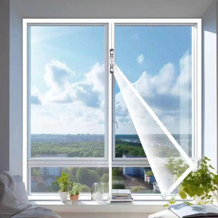 White,custom size anti mosquito window,zipper window screen,self-adhesive window mesh mosquito net,Invisible sheer,anti mosquito