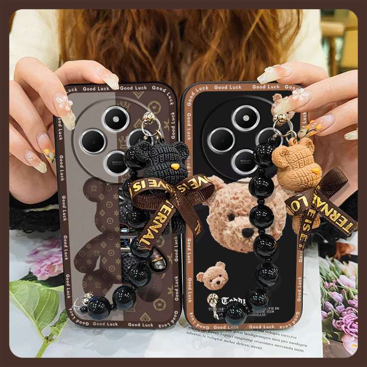 Anti-knock Waterproof Phone Case For Redmi A4 5G/14C 5G/Xiaomi Poco M7 5G Cartoon Back Cover soft case Bear bracelet