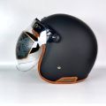 Axor Retro Jet Leather Dull Black Dual Certified Helmet. 