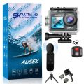 Ausek AT-M40R 5K Ultra HD Dual Screen 5K/4K Waterproof Action Camera Wireless Microphone Supported With Remote and Mic.