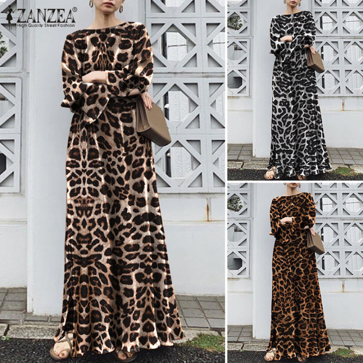 ZANZEA%20Women%20Party%20Dress%20Long%20Sleeve%20Elastic%20Waist%20Leopard%20Print%20Maxi%20Dress%20#7%20-%20Image%207
