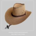 Summer Wide Brim Breathable Men's Sun-Shade Sun Hat Beach Travel Casual Hat Outdoor Knight Cowboy Hat.