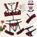 Lace Lingerie Set Women's Underwear Transparent Open Bra Panty Sets Garter Lace Black Lingerie Bra Underwear Set.