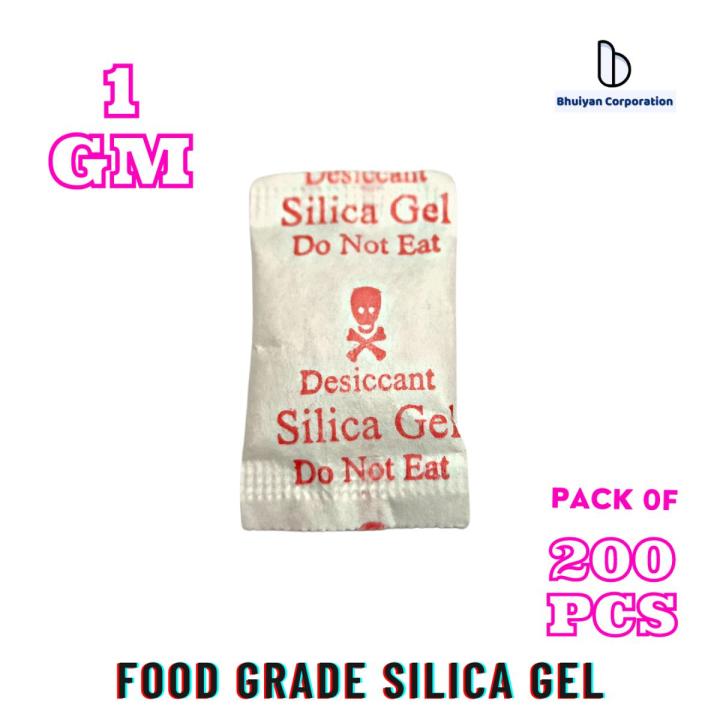 Premium Quality Food grade Desiccant Silica Gel crystals,Pharma silica gel Pack of 200 (Two Hundred) Pcs, 1gm Each Pack