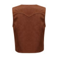 Kids Boys Western Cowboy Vest Brown Suede Leather Fringed Hem Jacket for Halloween Carnival Party Cosplay Costumes Cowboy Jacket.