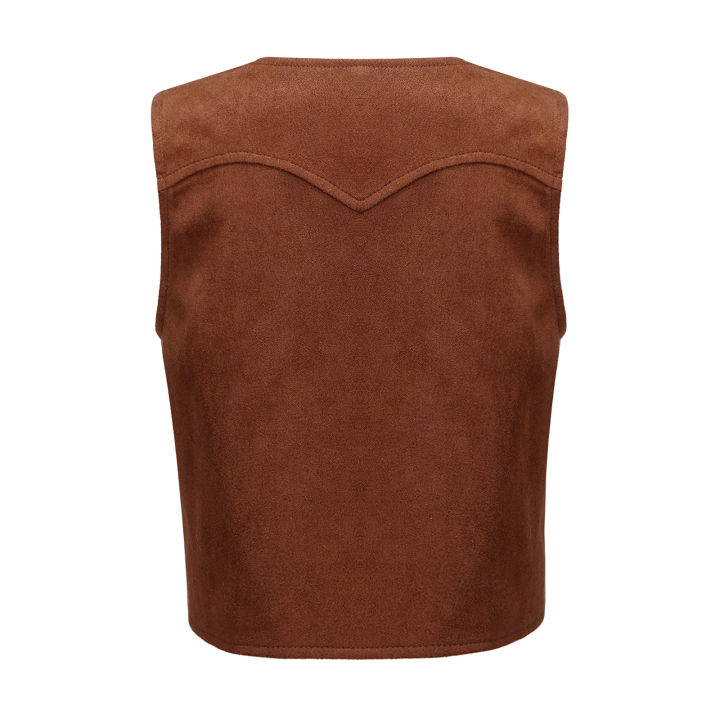 Kids%20Boys%20Western%20Cowboy%20Vest%20Brown%20Suede%20Leather%20Fringed%20Hem%20Jacket%20for%20Halloween%20Carnival%20Party%20Cosplay%20Costumes%20Cowboy%20Jacket%20-%20Image%202