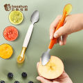 Beeshum Besham Double-ended Scraping Spoon Baby Learning Food Training Spoon Baby Feeding Spoon Baby Independent Feeding Spoon.