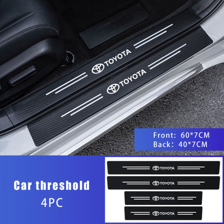 4Pcs Car 3D Carbon Fiber Door Anti Scratch Car Door Threshold Strip Sticker Car Door Protective Vinyl Car Stickers for TOYOTA