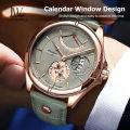 LouisWill Men's Watch True Leather Strap Watch Fashion Waterproof Watch Wrist Watch Luminous Pointer Function Watches Calendar Window Design 5 AMT Waterproof Watch For Men. 