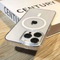 For iPhone - Ic Animation Full Hard and Slim Anty Yellow Magsafe Magnetic Wireless Charging Supported Clear Shockproof Transparent Case.