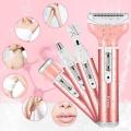 Kemei KM - 6637 Multifunctional 4 in 1 Rechargeable Women Body Shaver Beard Eyebrow Nose Trimmer Set Female Electric Shaver.