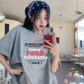 Summer New 100% Cotton Short Sleeve T T-shirt Female Student Korean Style Loose ins Women's Fashionable Mid-Length Half-Sleeve Top.